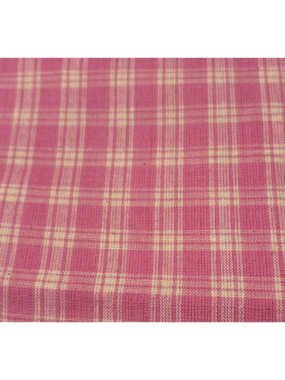 Plaid Cotton Fabric 1/2 yard x 44" Pink Cream Checkered Textile USA Material